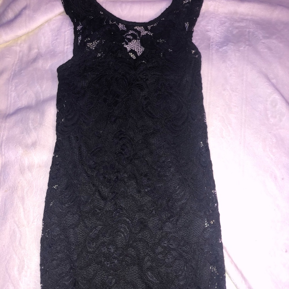 Black lace tight dress